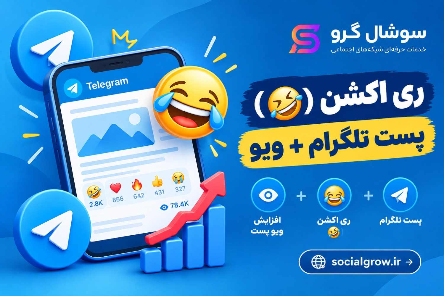 ری اکشن خنده (🤣) پست تلگرام